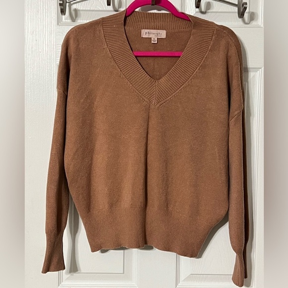 Philosophy Republic Clothing Sweater Women's XL terracotta V-Neck Long S… - Picture 1 of 5